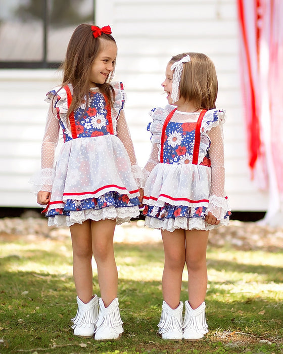 Red, White, and Blooms Tunic Set