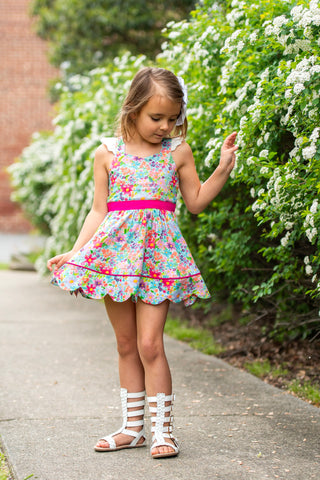 Pink Blossom Scalloped Tunic Set