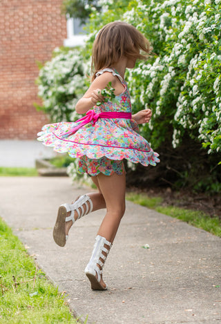 Pink Blossom Scalloped Tunic Set