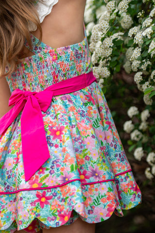 Pink Blossom Scalloped Tunic Set