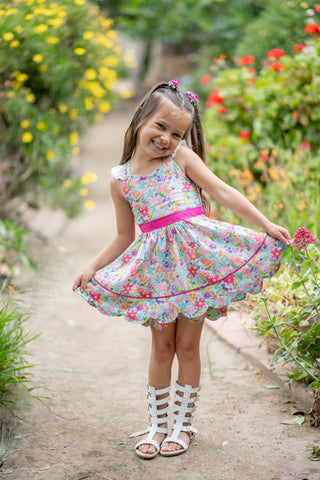 Pink Blossom Scalloped Tunic Set