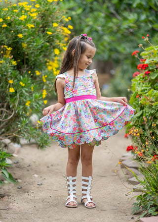Pink Blossom Scalloped Tunic Set
