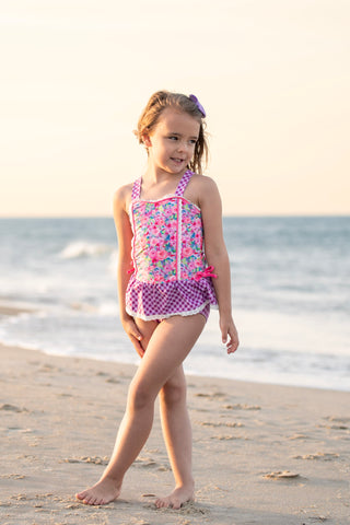 Pink Splash Garden One Piece Swim