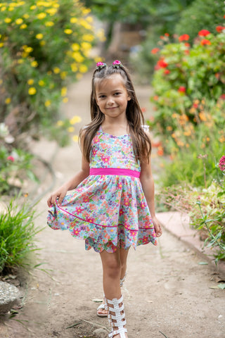 Pink Blossom Scalloped Tunic Set