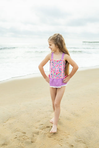Pink Splash Garden One Piece Swim