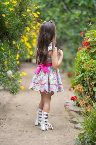 Pink Blossom Scalloped Tunic Set