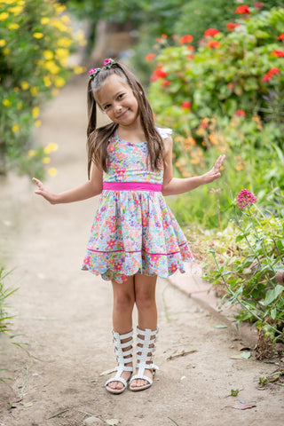 Pink Blossom Scalloped Tunic Set