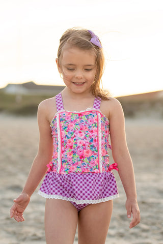 Pink Splash Garden One Piece Swim