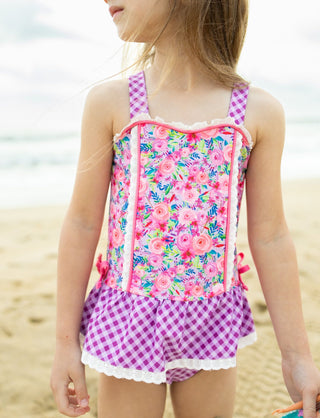 Pink Splash Garden One Piece Swim