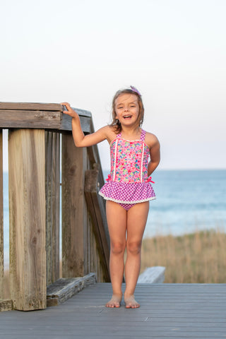 Pink Splash Garden One Piece Swim