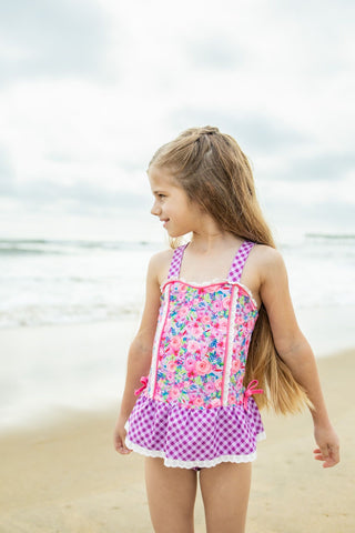 Pink Splash Garden One Piece Swim