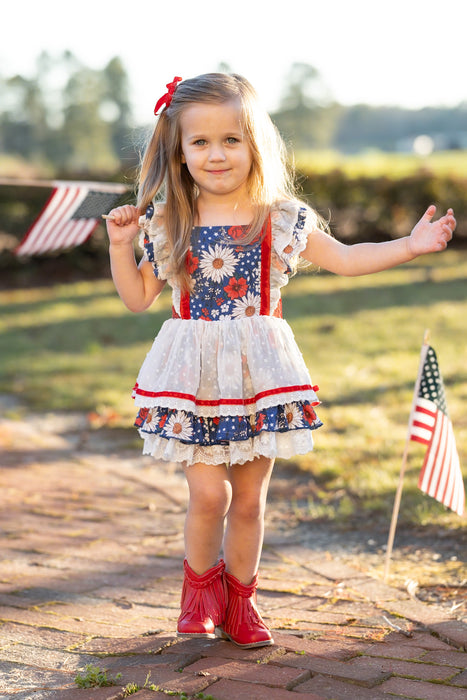 Red, White and Blooms Romper