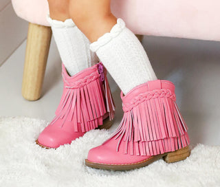 Bubble Gum Fringe Boots- Ready to Ship
