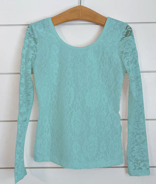 Pumpkin Pie Collection Blue Cotton Bodice Lace Top- READY TO SHIP