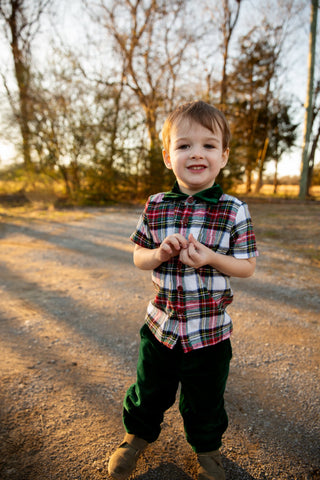 Evergreen Tartan Boy Shirt -Ready to Ship!