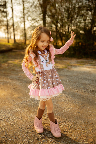 Love Me Deerly Velvet Pinafore Set- Ready to Ship!