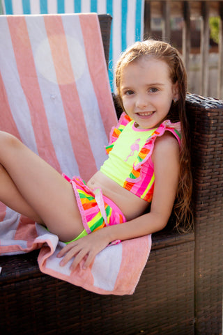 Neon Flamingo Pop 3 Piece Swim Set