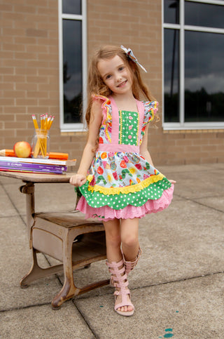 A Caterpillar's Colorful Journey Pinafore Set