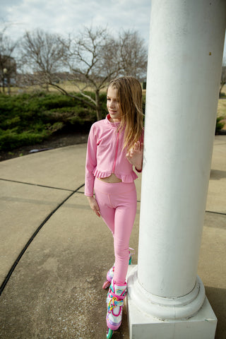 Pink Pop Zip Up Jacket and Leggings Set