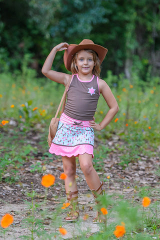 Blushing Wild Horses 2-Piece Scalloped Skort Set - READY TO SHIP