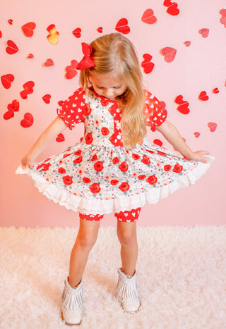 Roses and Hearts Puff Sleeve Playwear