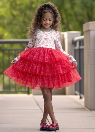 Gingerbread Sparkle Tulle Dress **Pre-Order ETA end of November**