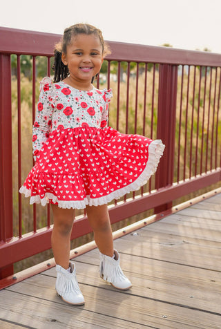 Roses & Heart Twirl Dress