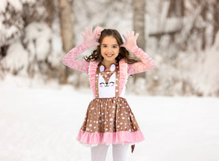 Love Me Deerly Velvet Pinafore Set- Ready to Ship!