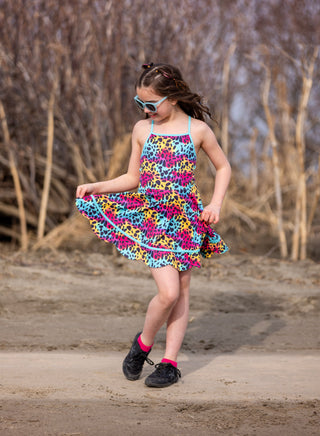 Neon Safari Splash Activewear Dress **Pre-Order** In production ships Mid-End of May**