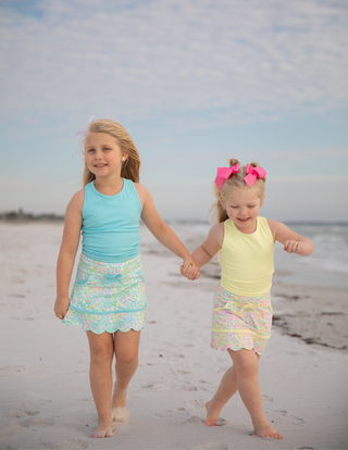 Neon Glow Tank and Skort- Blue