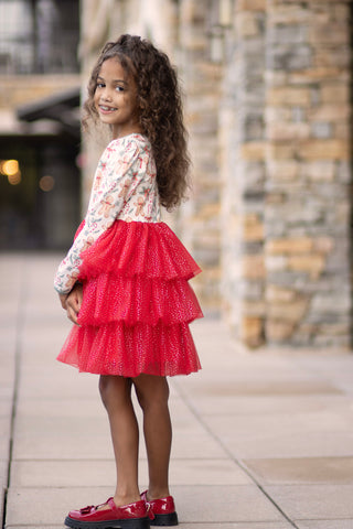 Gingerbread Sparkle Tulle Dress **Pre-Order ETA end of November**