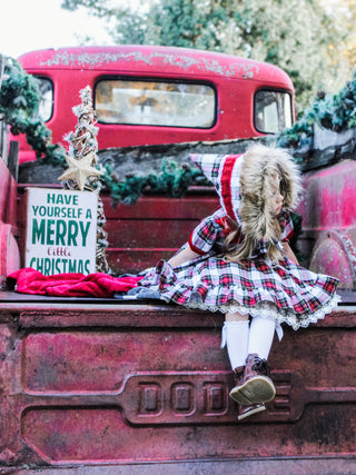 All I Want for Christmas Plaid Dress with Lacey Bloomer Shorts