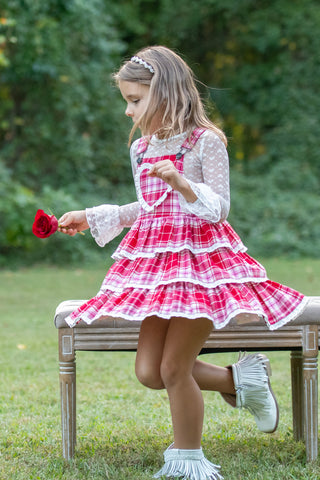 Sweetheart's Tartan Overalls Dress- **Pre-Order ship early Jan**
