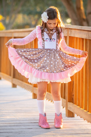 Love Me Deerly Velvet Pinafore Set- Ready to Ship!