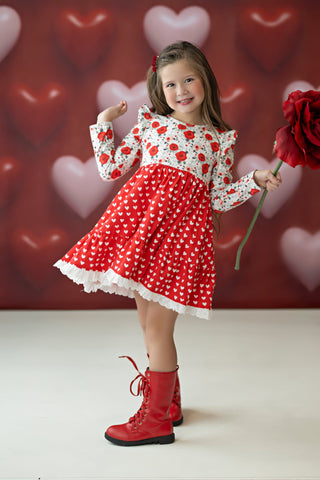 Roses & Heart Twirl Dress