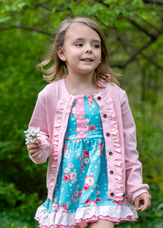 Blush Pink Ruffled Cardigan-Limited Pre-Order Ships Mid-End of March(example IRL in plum in photos)
