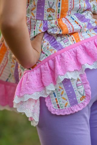 School Scribbles Playset- Short puff sleeved and pants