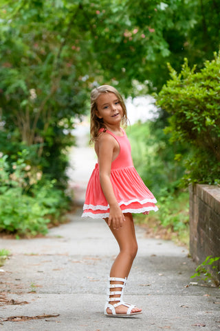Coral Sunset Bamboo Basics Romper