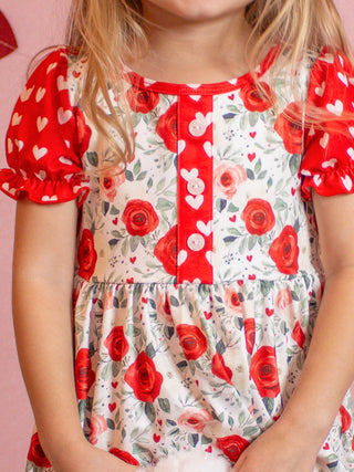 Roses and Hearts Puff Sleeve Playwear