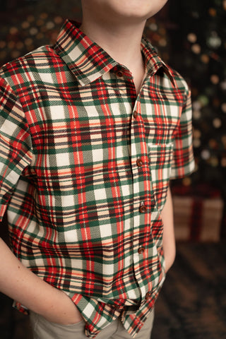 Beary Merry Christmas Boys Tartan Plaid Shirt- ** Pre-Order ETA Early-Mid Nov.**
