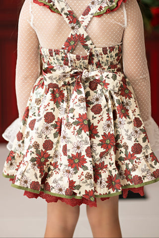 Poinsettia Petals Pinafore -Ready to Ship 5-7 Days