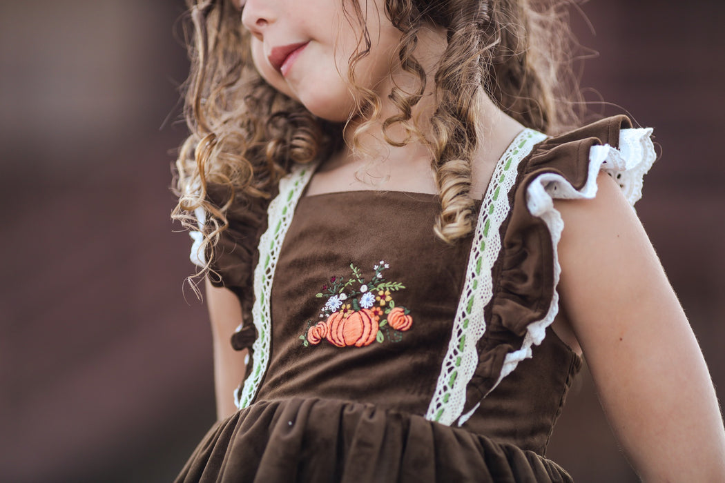 Pumpkin Harvest Velvet Pinafore and Bloomer Shorts