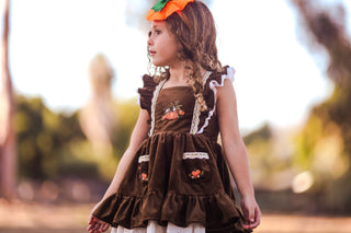 Pumpkin Harvest Velvet Pinafore and Bloomer Shorts