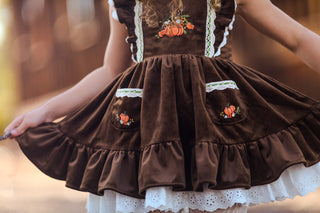 Pumpkin Harvest Velvet Pinafore and Bloomer Shorts