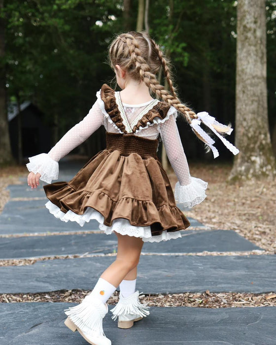Pumpkin Harvest Velvet Pinafore and Bloomer Shorts