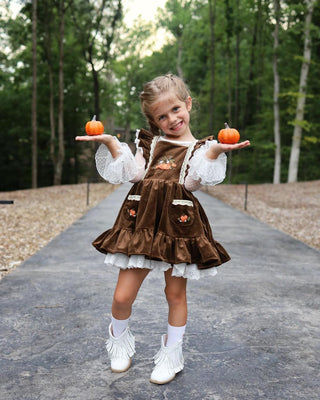 Pumpkin Harvest Velvet Pinafore and Bloomer Shorts