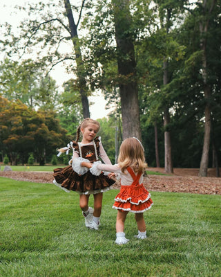 Pumpkin Harvest Velvet Pinafore and Bloomer Shorts