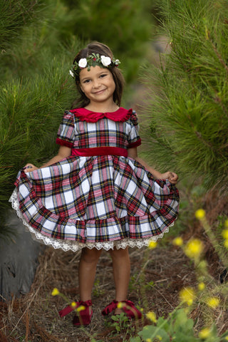 All I Want for Christmas Plaid Dress with Lacey Bloomer Shorts