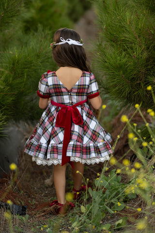 All I Want for Christmas Plaid Dress with Lacey Bloomer Shorts