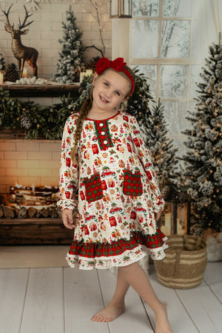 Santa's Village Gown Set-Child House Dress - Ready to Ship